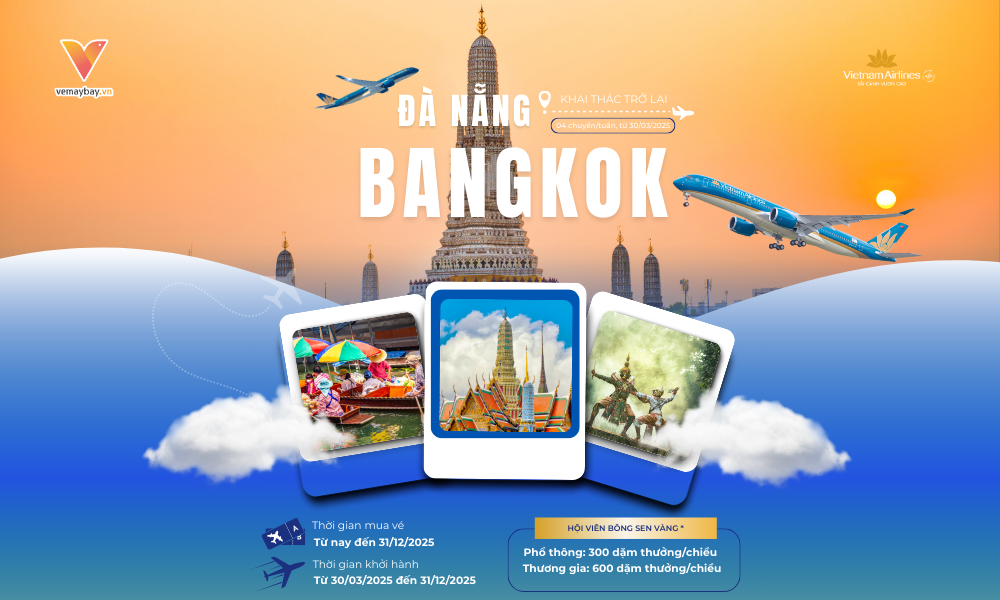 Đường Bay Đà Nẵng – Bangkok Được Vietnam Airlines Khai Thác Trở Lại